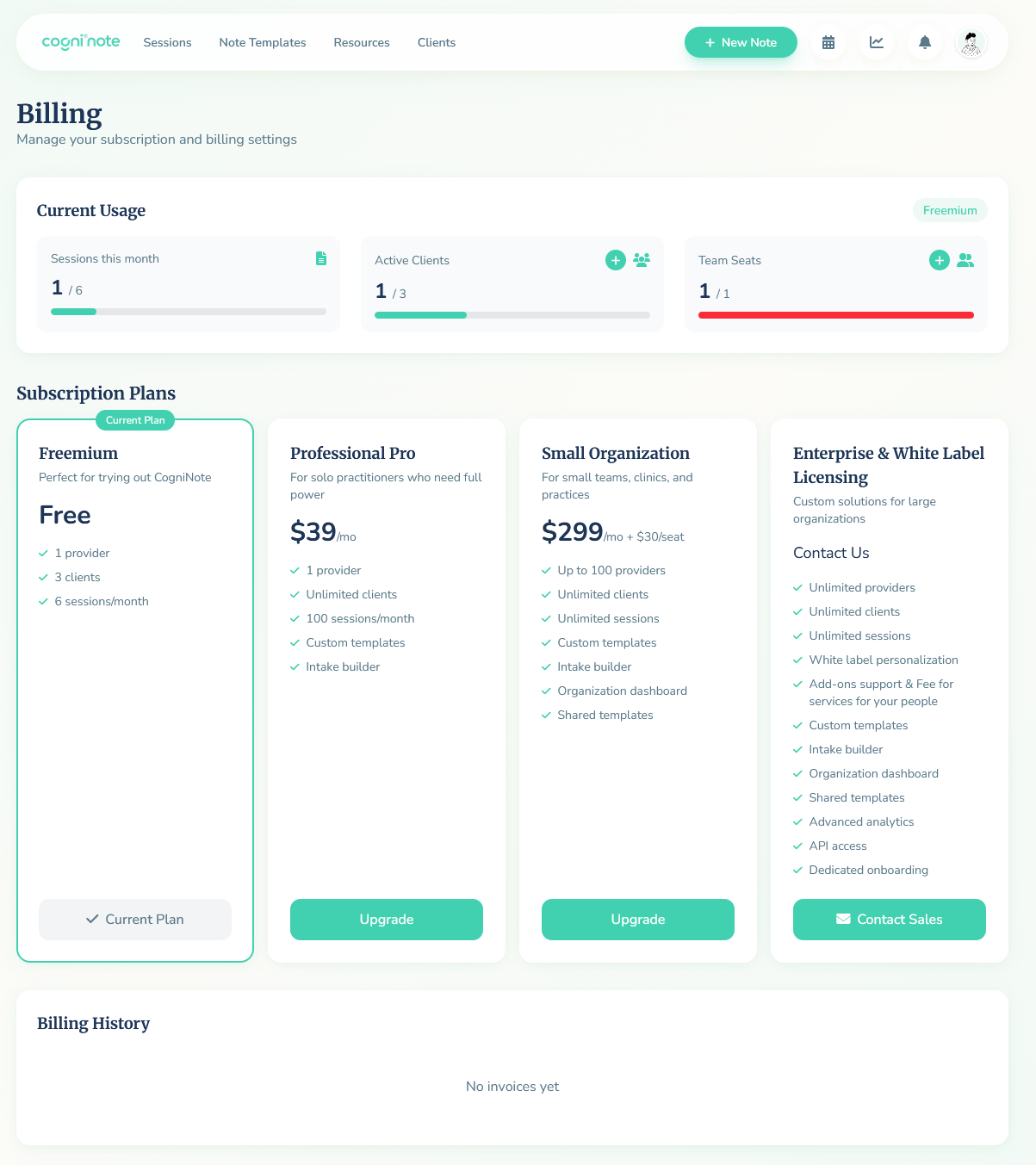 Plans d'abonnement SaaS — Freemium, Standard, Professional, Enterprise